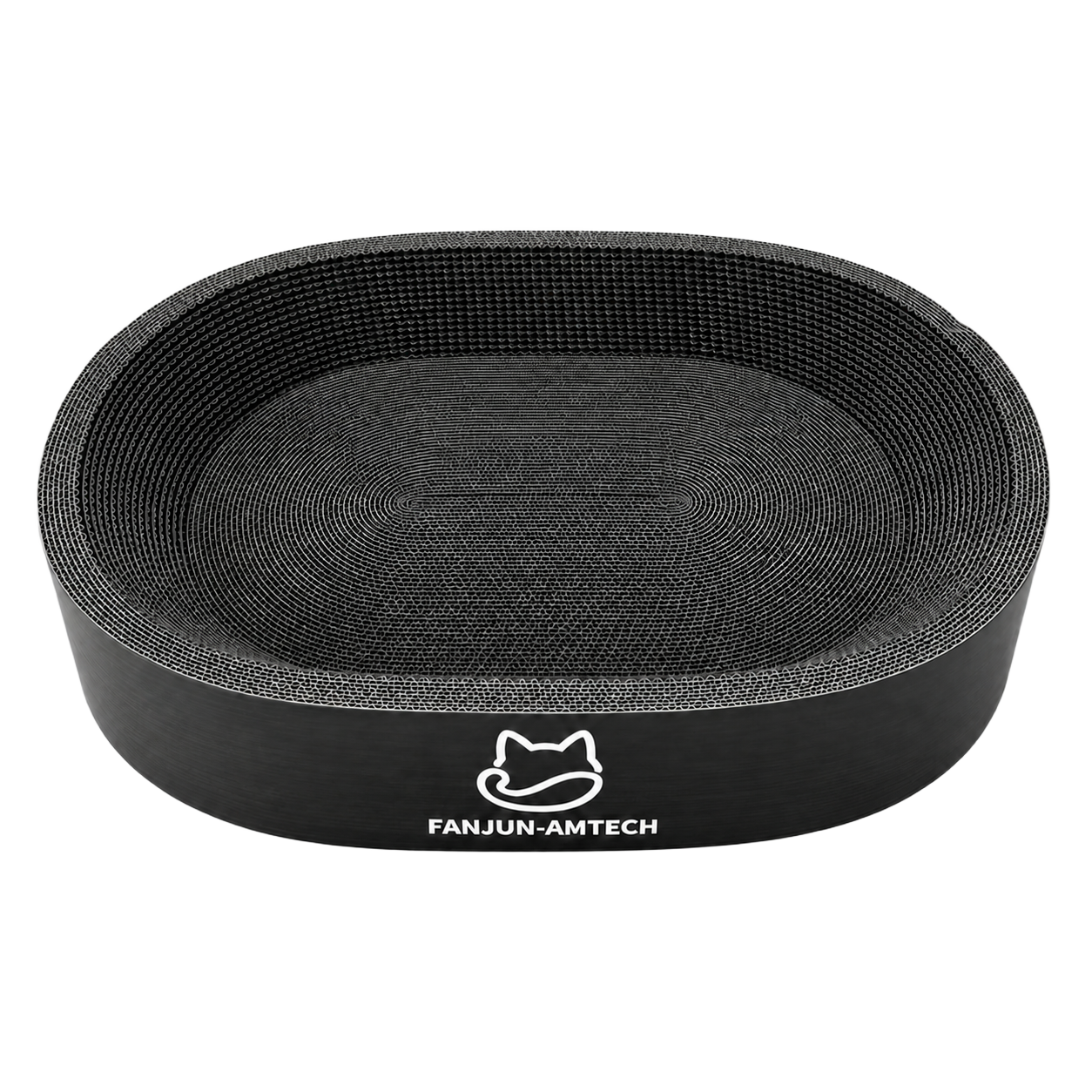 FANJUN-AMTECH black oval high-density corrugated cat scratcher bed