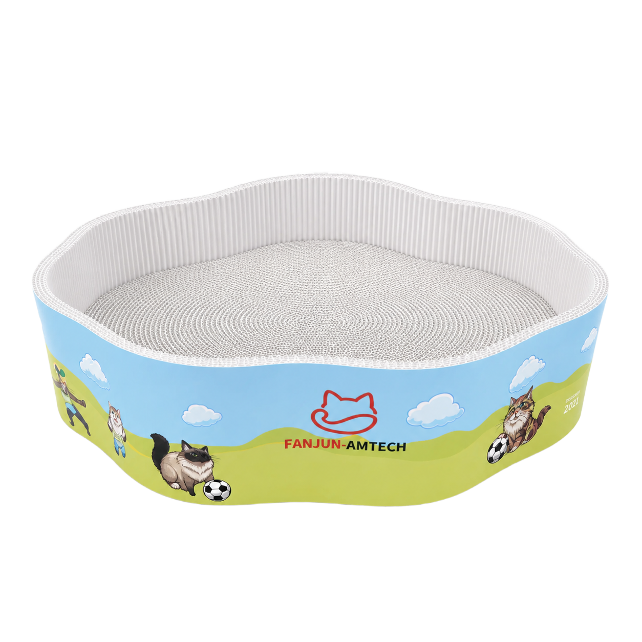 FANJUN-AMTECH 24 inch white flower-shaped corrugated cat scratcher