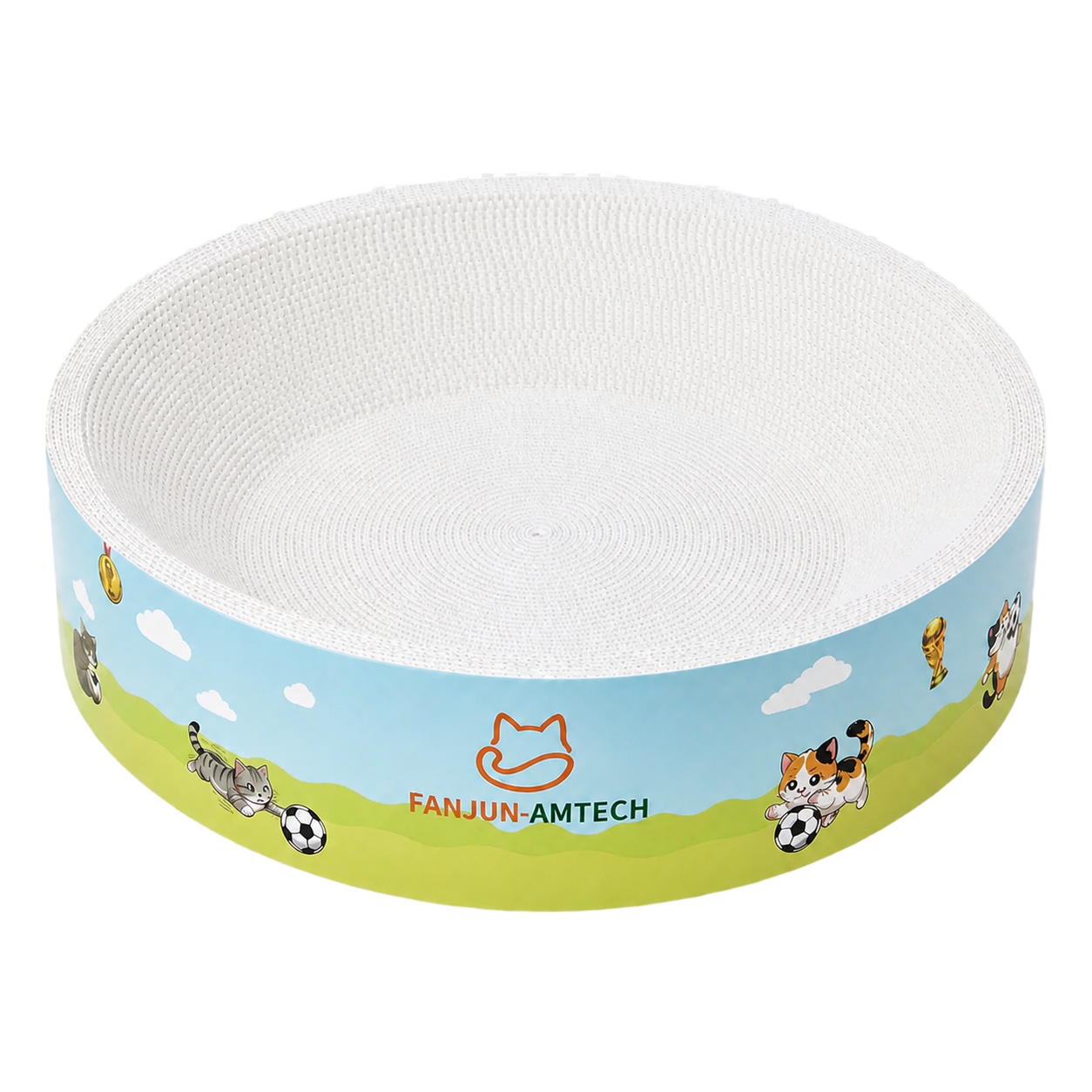 FANJUN-AMTECH white circular corrugated cat scratcher lounge