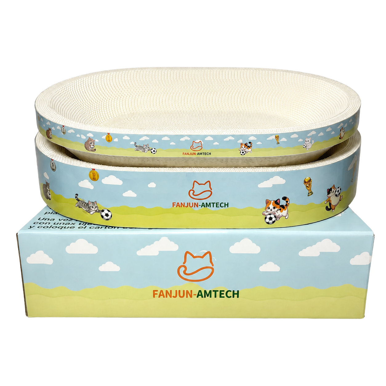 FANJUN-AMTECH three-piece stackable white corrugated cat scratcher set